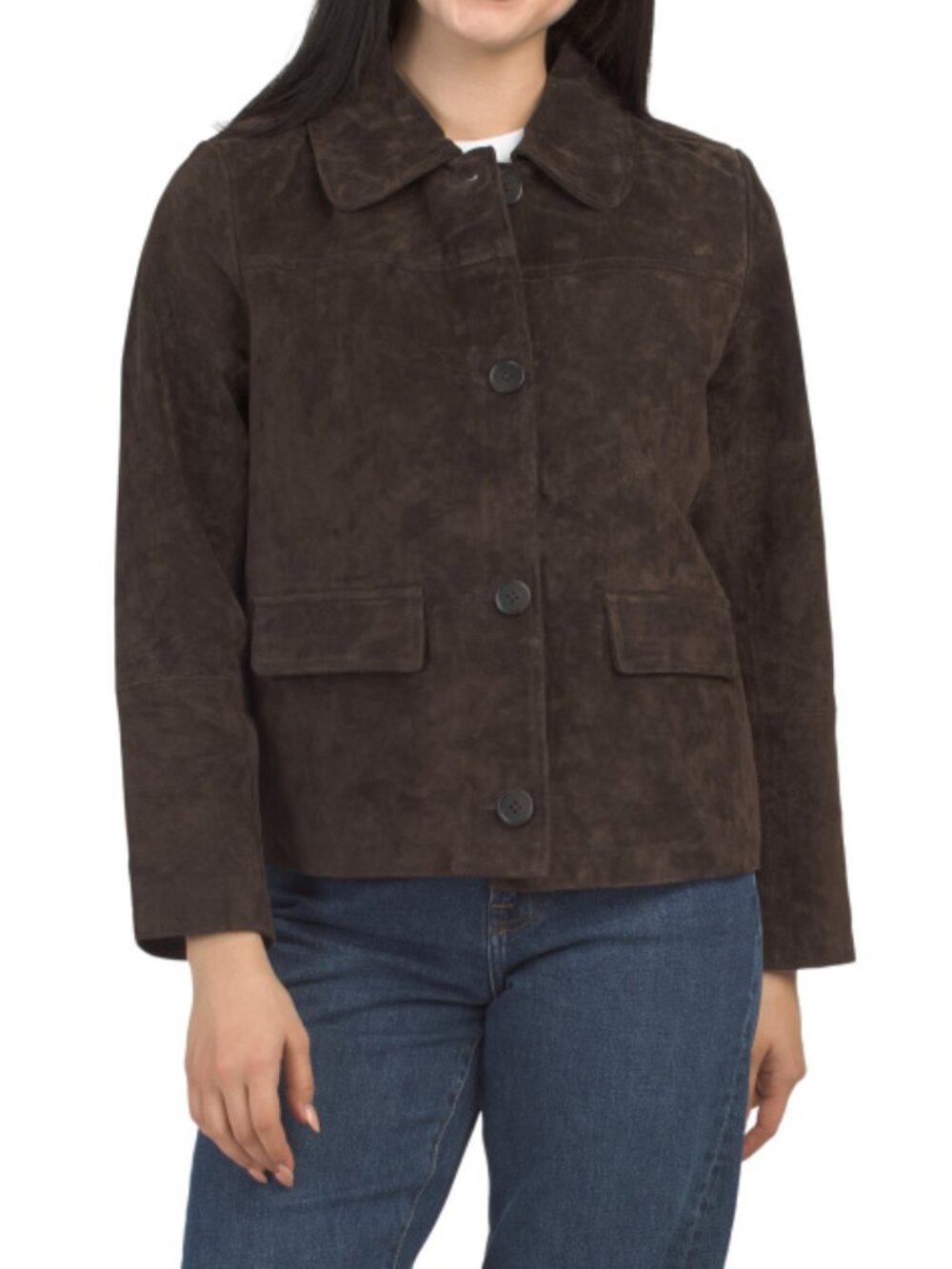 NVLT Espresso Suede Trucker Jacket